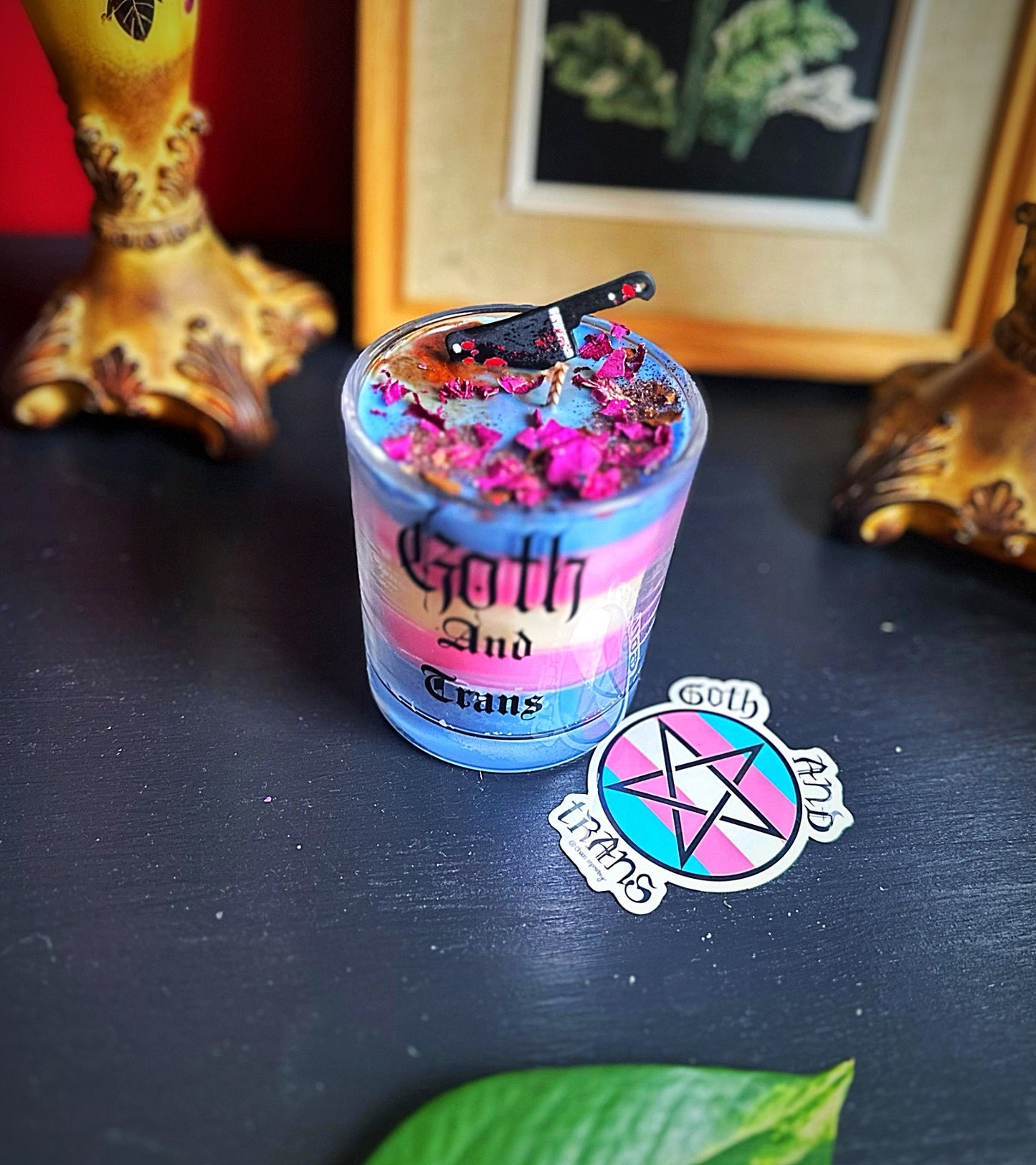 Goth and trans 🏳️⚧️ candle